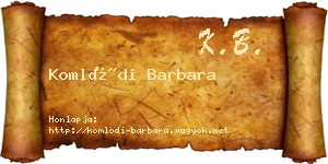 Komlódi Barbara névjegykártya